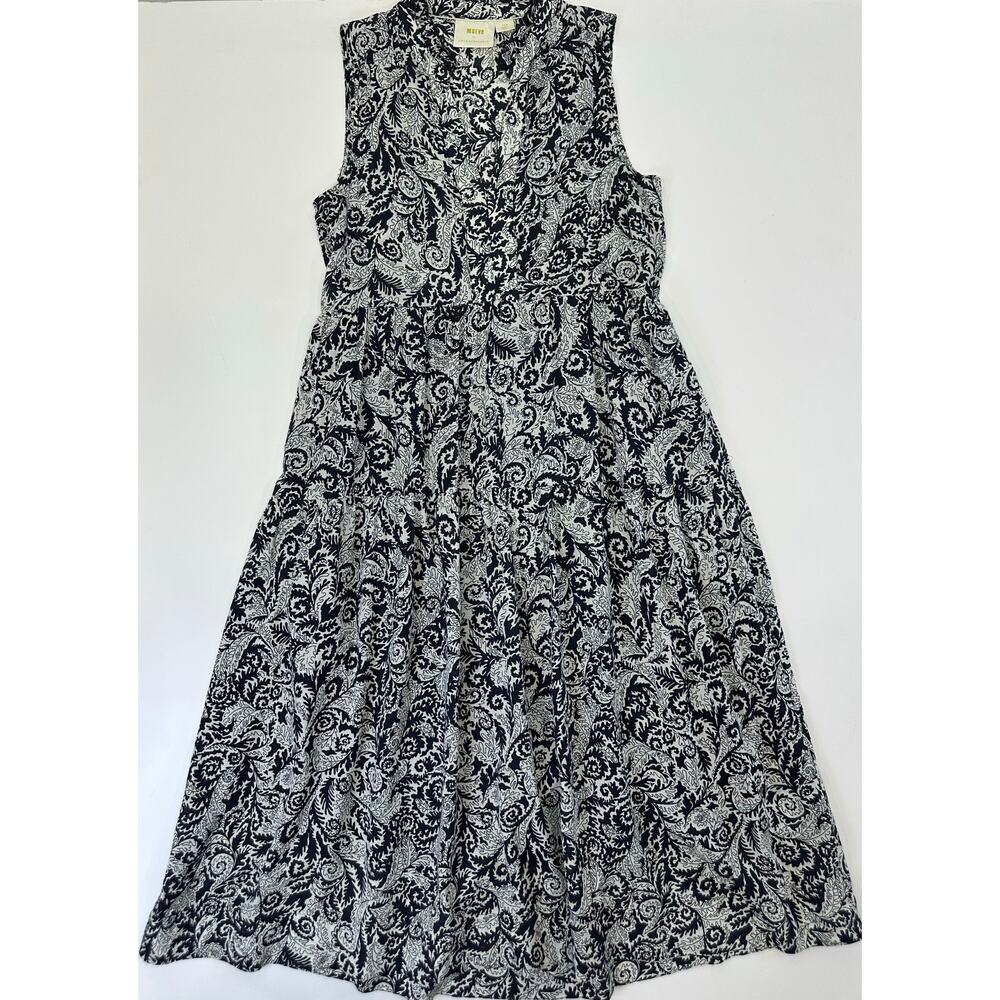 Maeve Anthropologie Marya Maxi Dress XS Petite Black White Paisley Sleeveless - Picture 6 of 12